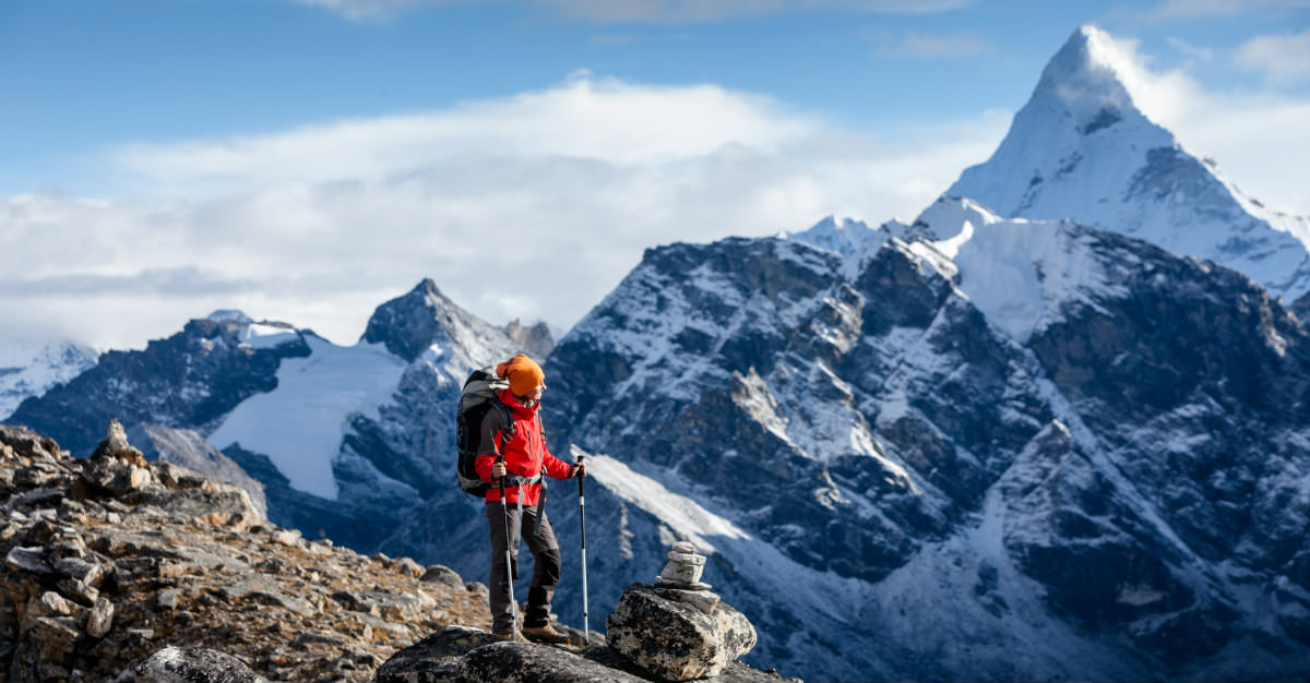 The Himalayas stretch across Nepal, providing immense hiking trails.