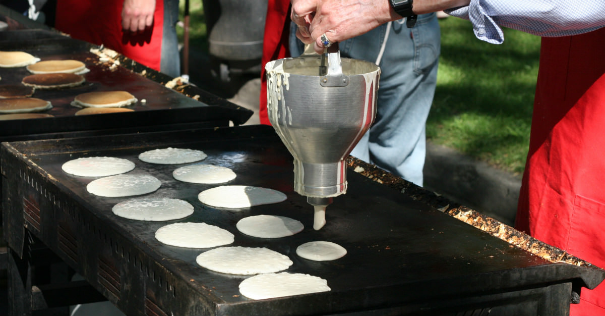 Massive pancake breakfasts are a tradition at the Calgary Stampede.