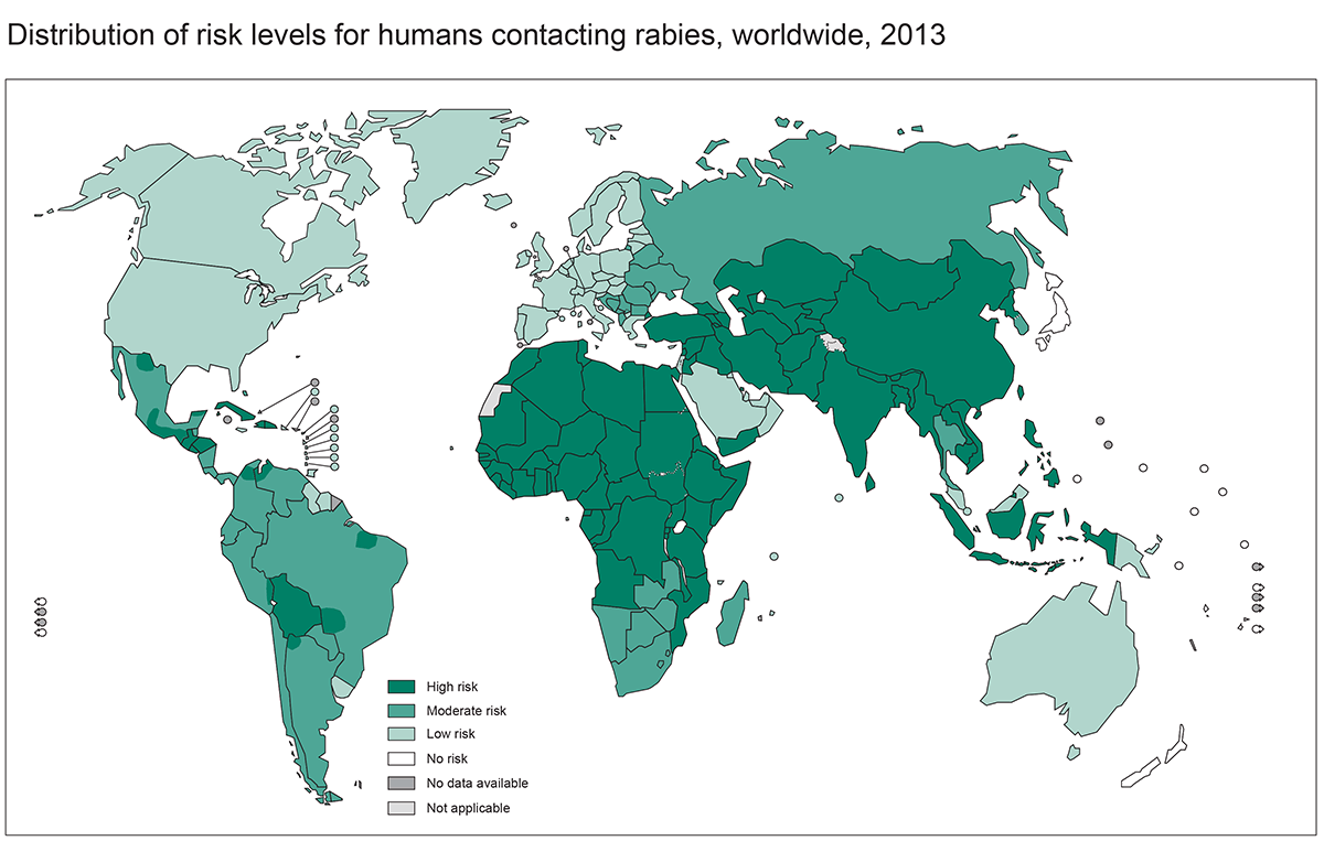 Map of rabies risk internationally