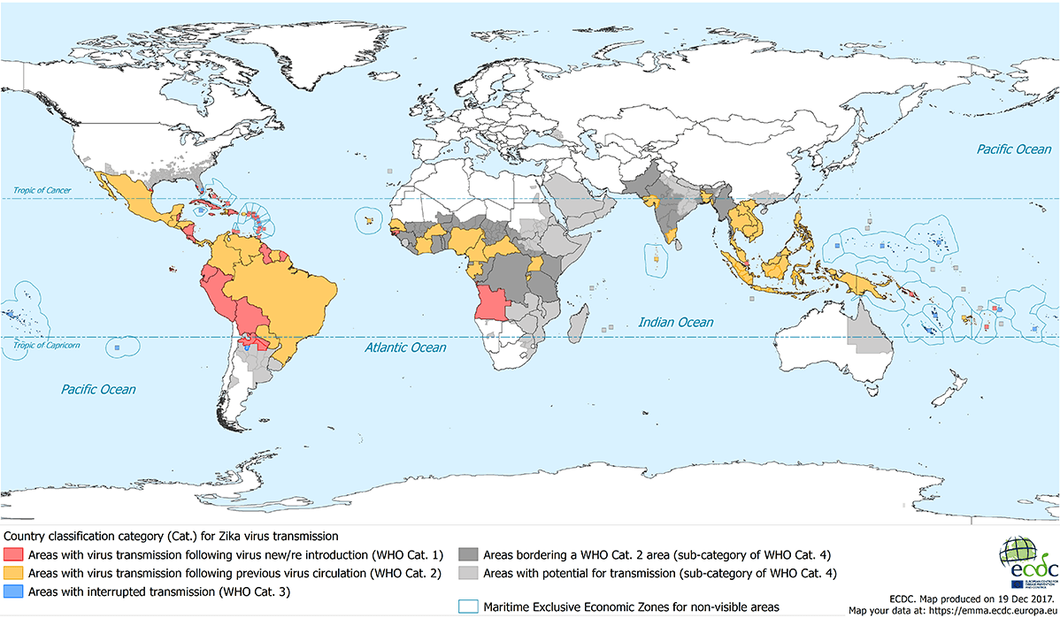 Map of Zika transmission