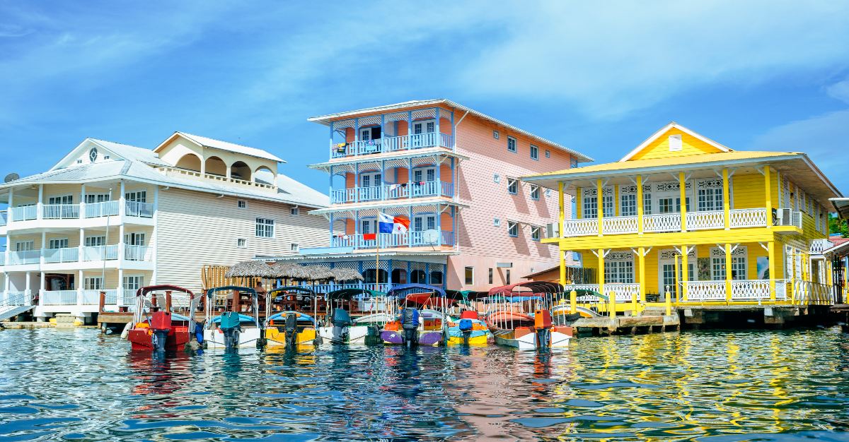 The colorful houses fill Bocas del Toro.
